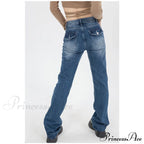 Hig Waist Loose Demin Blue Jeans