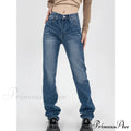 Hig Waist Loose Demin Blue Jeans