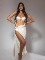 High Fork Skirt Shell Bikini Three Piece Swimsuit