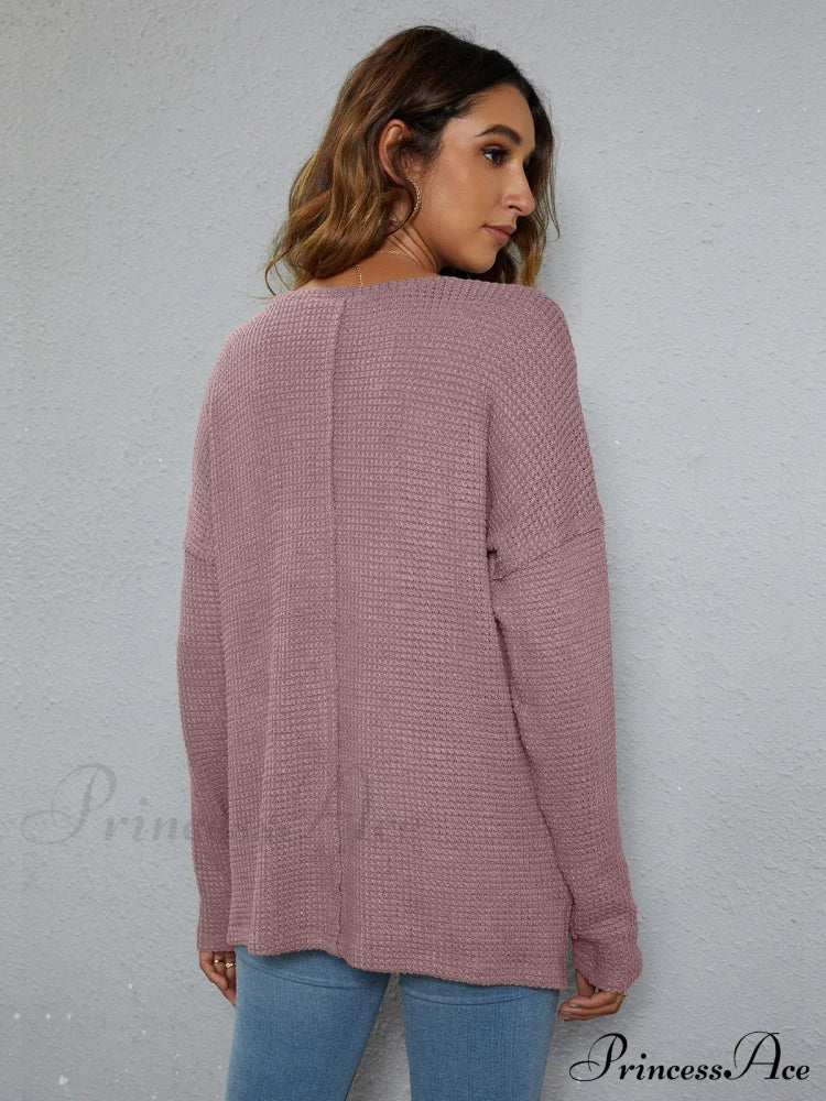 High-Low with Top Dropped Waffle-Knit Shoulder