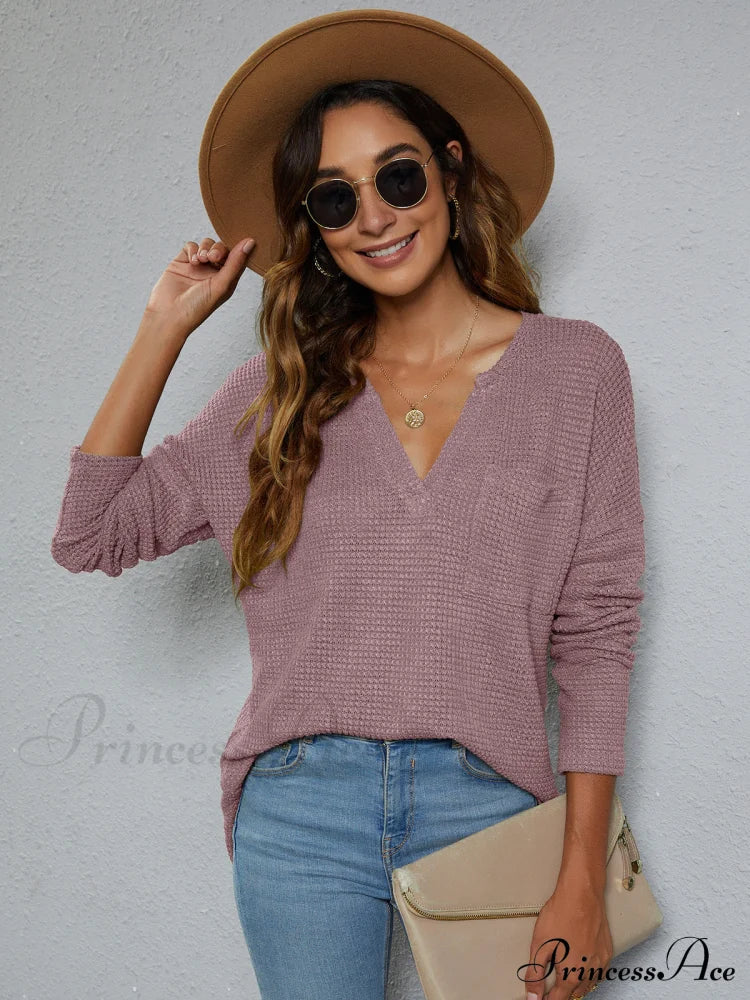 High-Low with Top Dropped Waffle-Knit Shoulder