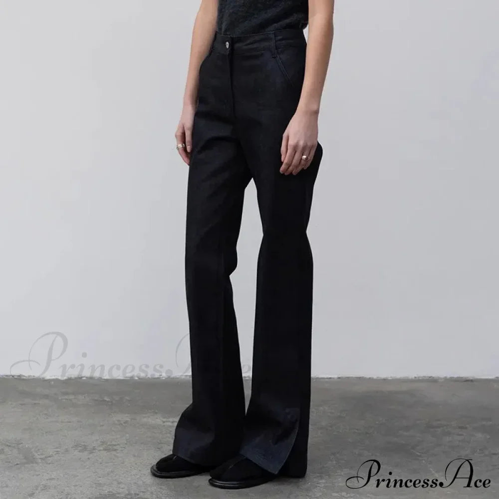 High Quality Women Spring and Autumn All-match Side Slit Straight High Waist Bootcut Jean
