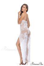 High Slit Backless Charming Boho Cocktail Gown