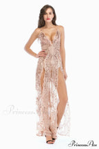 High Slit Backless Charming Boho Cocktail Gown