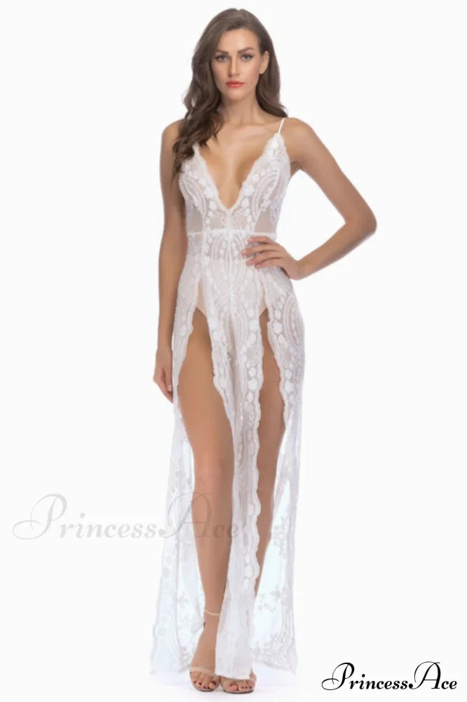 High Slit Backless Charming Boho Cocktail Gown