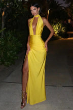 High Slit Halter Dress