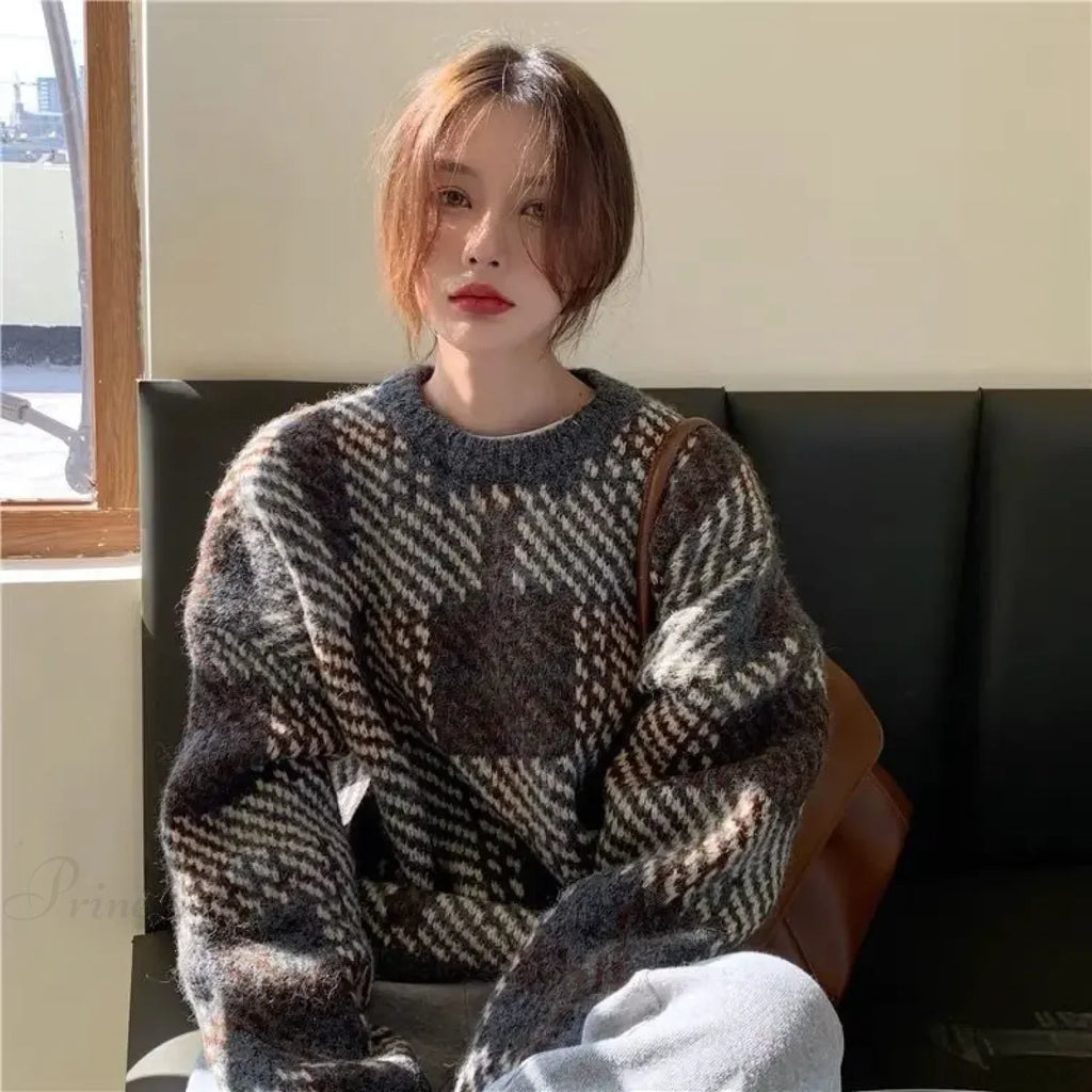 High Street Casual Printing Round Neck Sweater