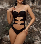 High Waist Black Underwire One Piece