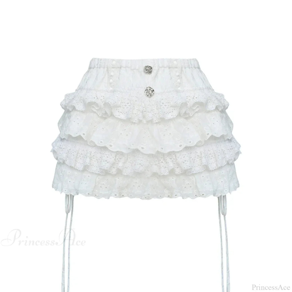 High Waist Cake Lace Vintage Skirt