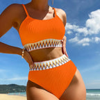 High Waist Colorful Split Two Piece Set