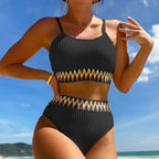 High Waist Colorful Split Two Piece Set