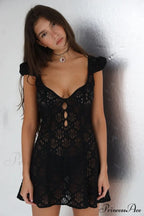 High Waist e Beachwear Bodycon Hollow Out Sundress