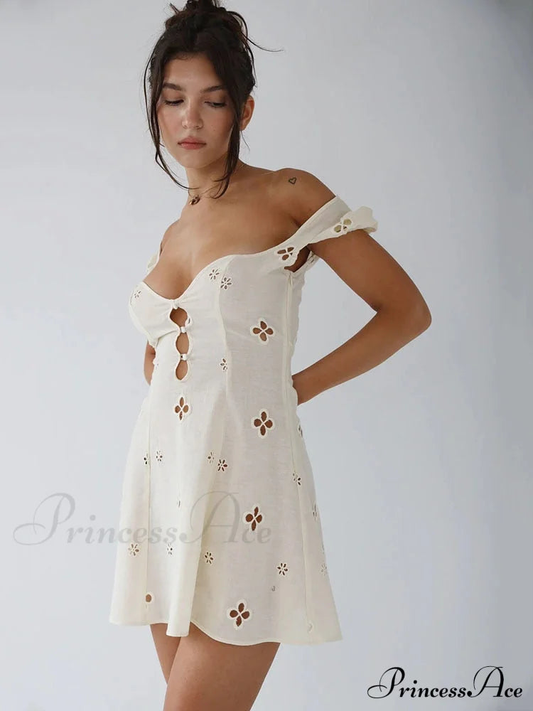 High Waist e Beachwear Bodycon Hollow Out Sundress