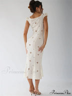High Waist e Beachwear Bodycon Hollow Out Sundress