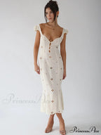 High Waist e Beachwear Bodycon Hollow Out Sundress