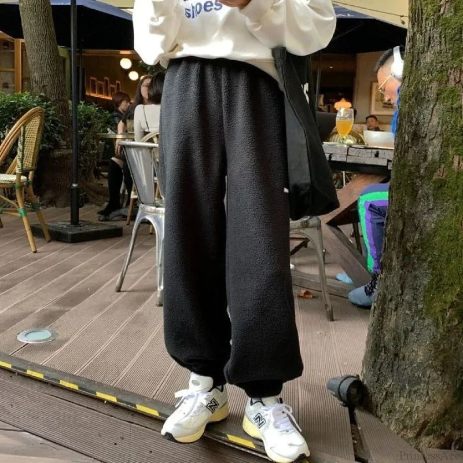 High Waist Grey Baggy Pants