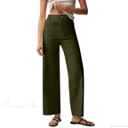 High Waist Patch Pocket Straight Pants