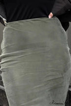 High Waist Slim Green Silver Fox Fur Mermaid Skirt