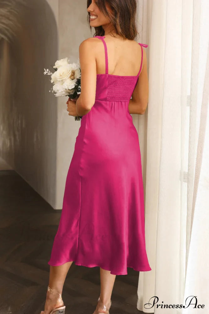 High Waist Stylish Satin Wrap Dress