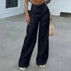 High Waist Tie Side Pleated Pants