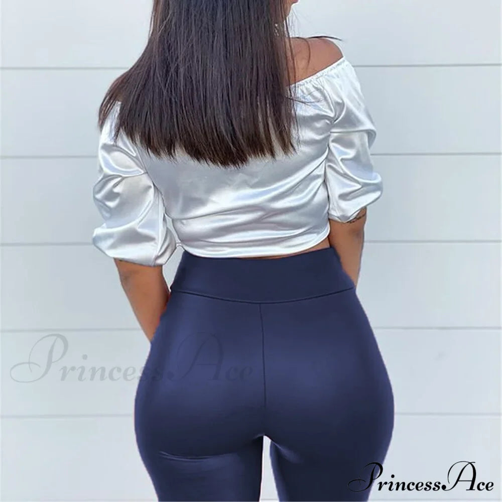 High Waist Trousers Slim Legging