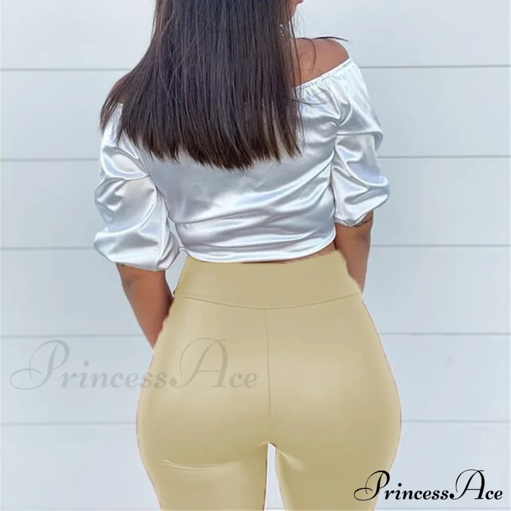 High Waist Trousers Slim Legging