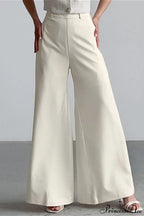 High Waist Wide Leg Solid Casual Pants