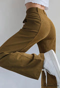 High Waist Wide Trendy Leg PU Pants