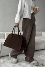 High Waisted Brown Straight Leg Jeans