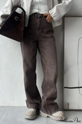 High Waisted Brown Straight Leg Jeans