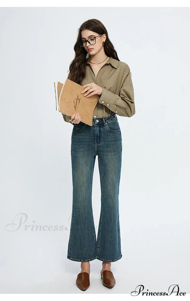 High Waisted Flare Skinny Strench Vintage Streetwear Denim Korean Fashion New Jean