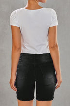 High-waisted Hole Single-breasted Denim Pants