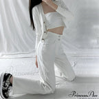 Hight Waist Blue White Wide Leg Comfy Jeans