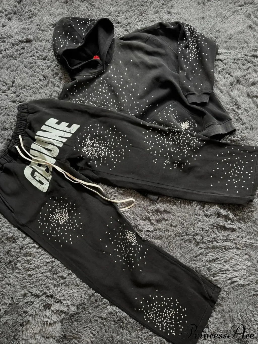 Hip Hop Cross Oversized Rhinestone Zip Up Hoodie