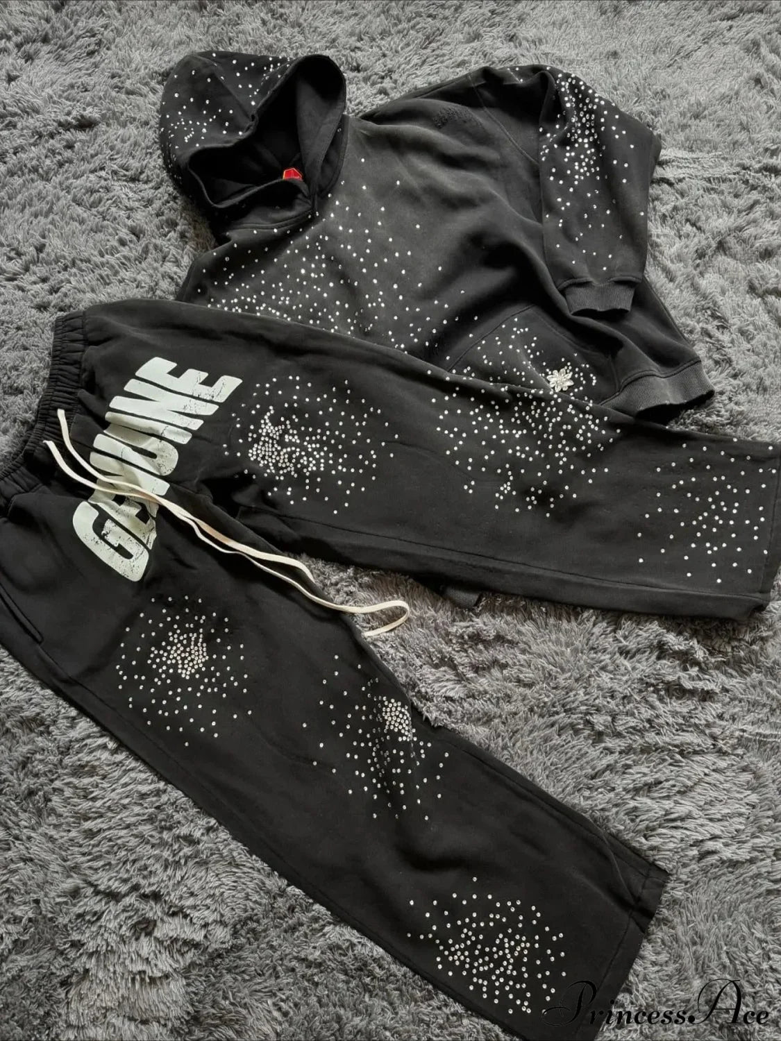 Hip Hop Cross Oversized Rhinestone Zip Up Hoodie