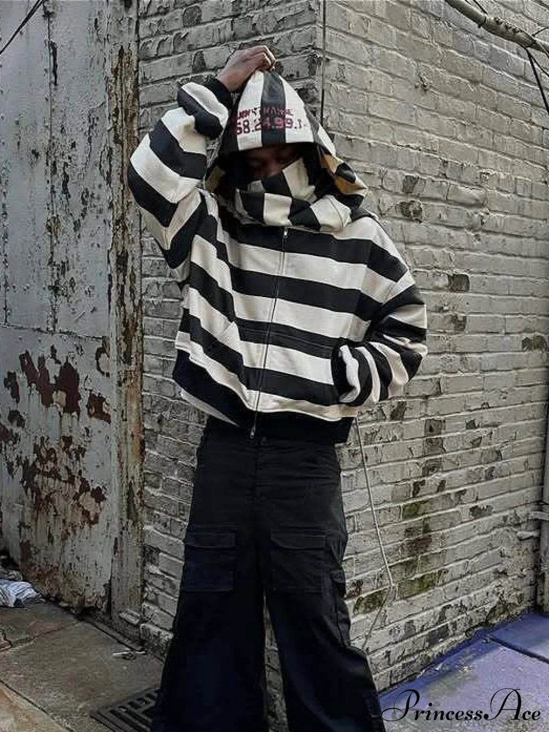 Hip-Hop Double-Layered Hood Graphic Print  Hoodie