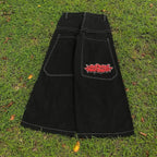Hip Hop Eerie Rebellious Embroidery Denim Pant
