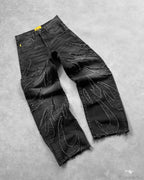Hip Hop Eerie Rebellious Embroidery Denim Pant