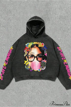 Hip-Hop Rock Character Letter Print Loose Hoodie