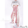 Hip Hop Street Style Pink White Baggy Jeans