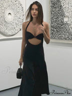 Hollow Backless Slim Sleeveless Party-ready Bandaged Evening Midi Dress