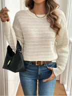 Hollow Bow Striped Long Sleeve Sweater
