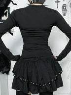 Hollow Mesh Patchwork Knit Top