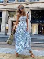 Hollow Out Floral Embroidery Flying Sleeve Dress