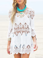 Hollow Out Half Sleeve Beach Cover Up