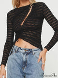 Hollow Out Irregular Hem Retro Ruched T-Shirts