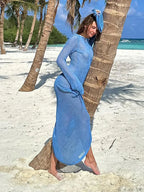 Hollow Out Long Sleeve Bikini Cover Up