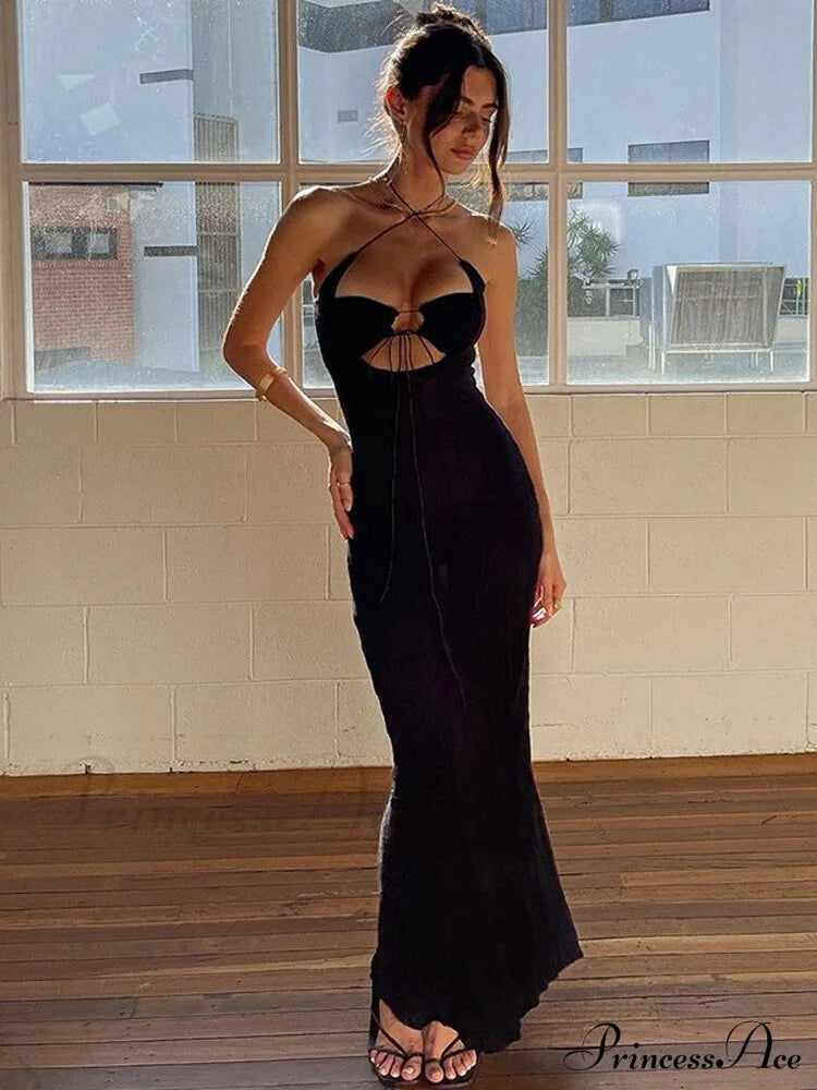 Hollow Out Strapless Backless Sexy Long Dress