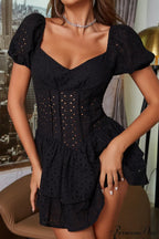Hollow Out Stylish A-line Little Dress