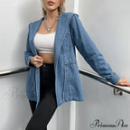 Hooded Autumn Winter Lapel Loose Open Front Chic Stylish Elegant Fashionable Versatile Short Women's Jacket